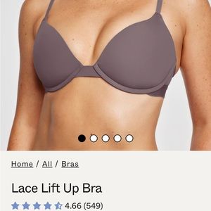 Pepper Lace Lift Up with matching bikini panties. Color is peppercorn on model